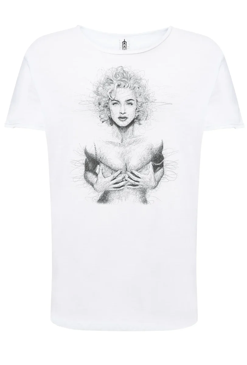 Madonna The Legend Stilizzato Soggetto Cantante 18-30 T-shirt Urban Slub Men Uomo 100% Cotone Fiammato JK - immagine 3