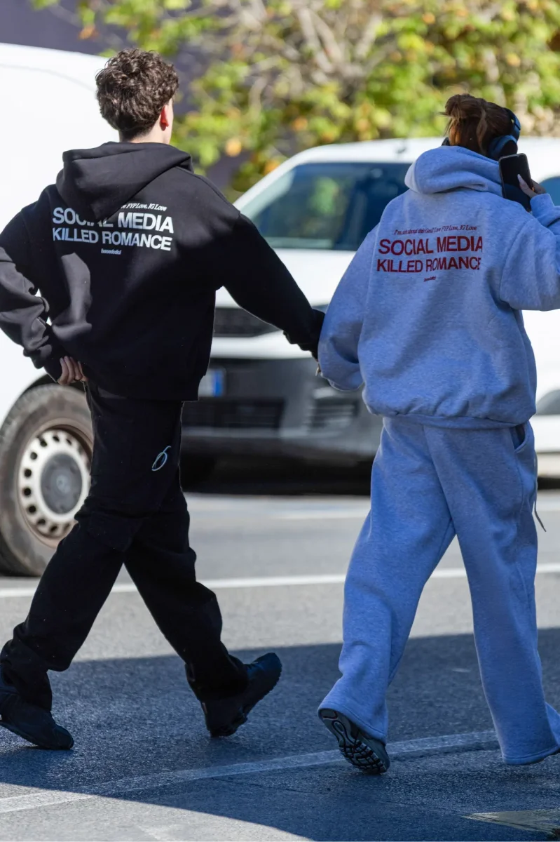 Basedodici Hoodie "Social Media Killed Romance" Black/White - immagine 5