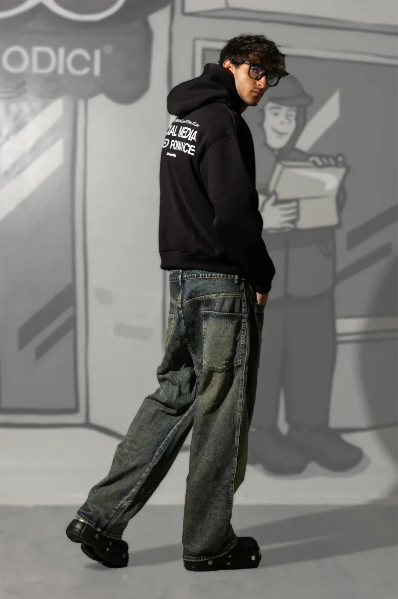 Basedodici Hoodie "Social Media Killed Romance" Black/White - immagine 8