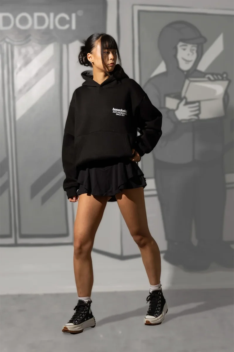 Basedodici Hoodie "Social Media Killed Romance" Black/White - immagine 7