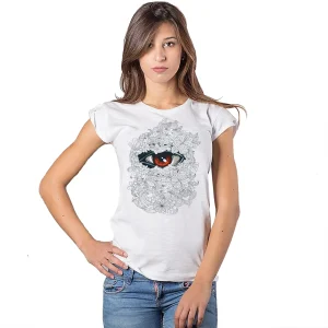 T-shirt Donna Urban Slub Occhio Stilizzato - Cotone Bio