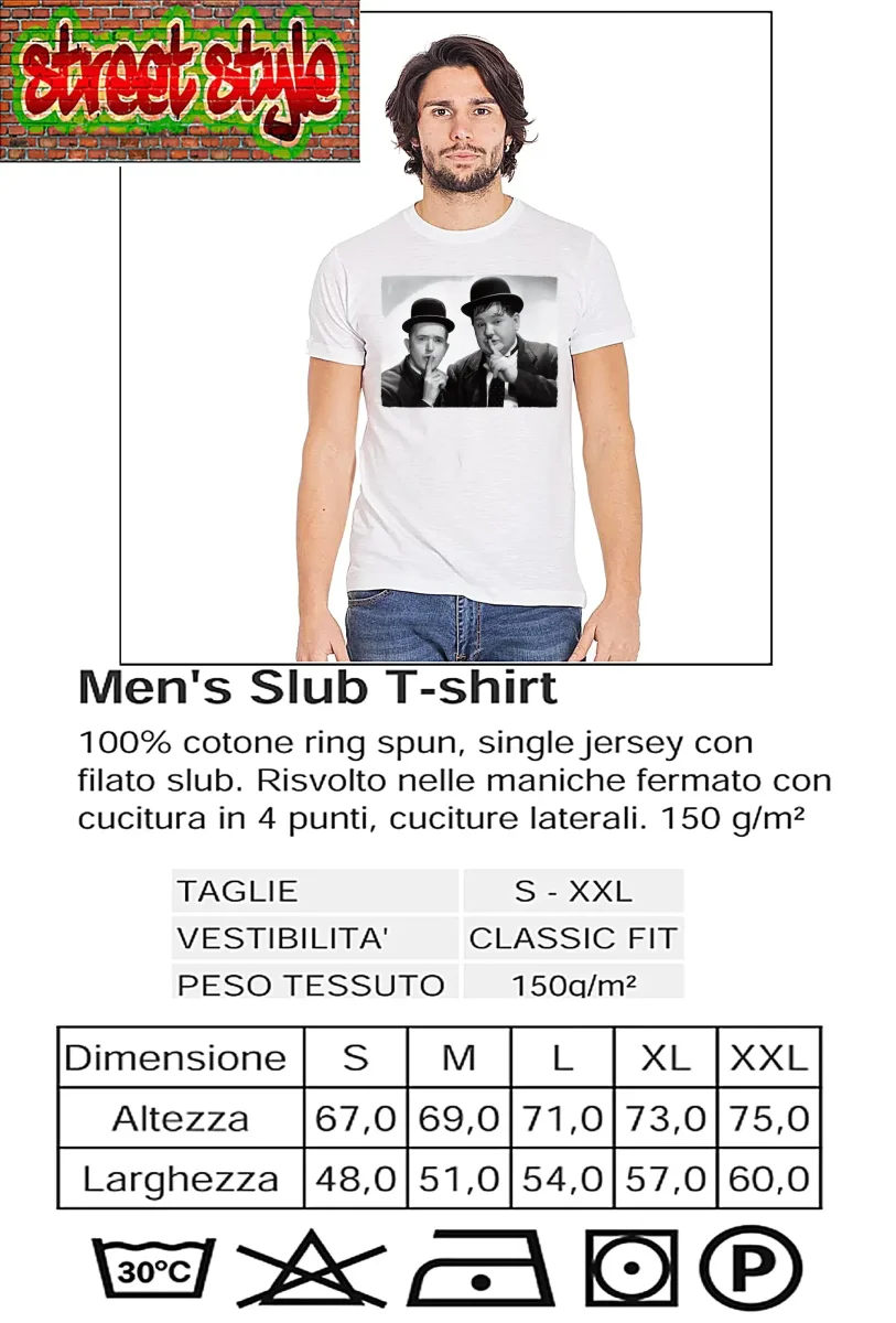 T-shirt Stanlio e Olio | Urban Slub 100% Cotone - immagine 4