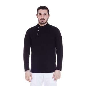 Polo chef nera manica lunga bottoni colorati