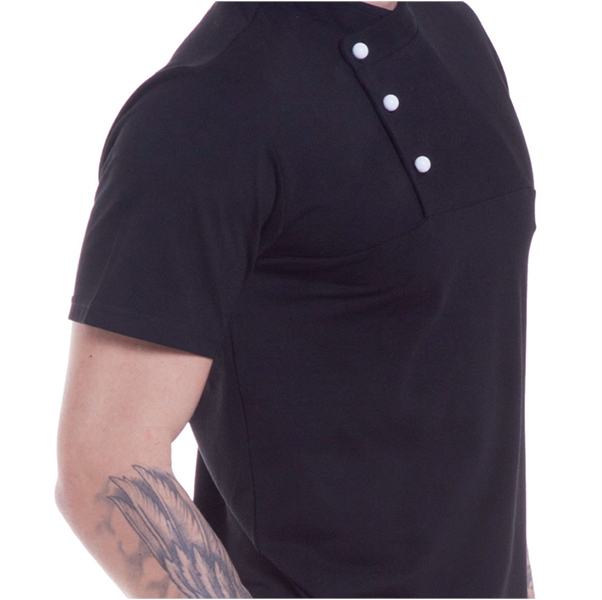 Polo chef nera manica corta bottoni colorati - immagine 3