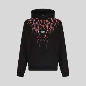 Phobia Black Hoodie Red Embroidered Thunder