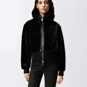 PINKO Bomber in tessuto effetto pelliccia