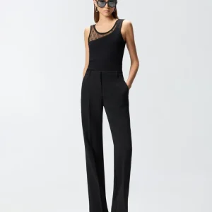 PINKO Top canotta con pizzo logo