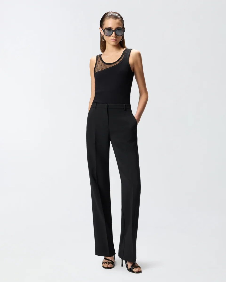 PINKO Top canotta con pizzo logo