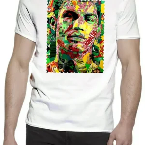 Portrait Ronaldo Color Artistico Stilizzato 18-30-19 T-shirt Urban Slub Men Uomo 100% Cotone Fiammato JK