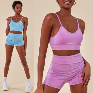 ✨ CROPPED BRALETTE AND CYCLE SHORT SET, AZZURRO E LILLA ✨