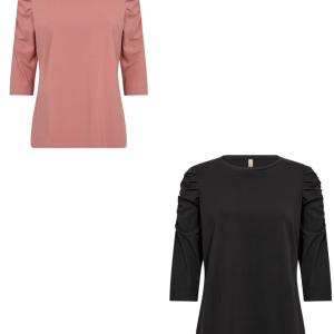 T-SHIRT SC-ORLAIN 2 IN COTONE BIOLOGICO CON MANICHE ARRICCIATE, TG S-XXL – NERO E ARAGOSTA