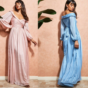 Abito Maxi Avvolgente Blu da Cerimonia – Elegante e Leggero per l’Estate