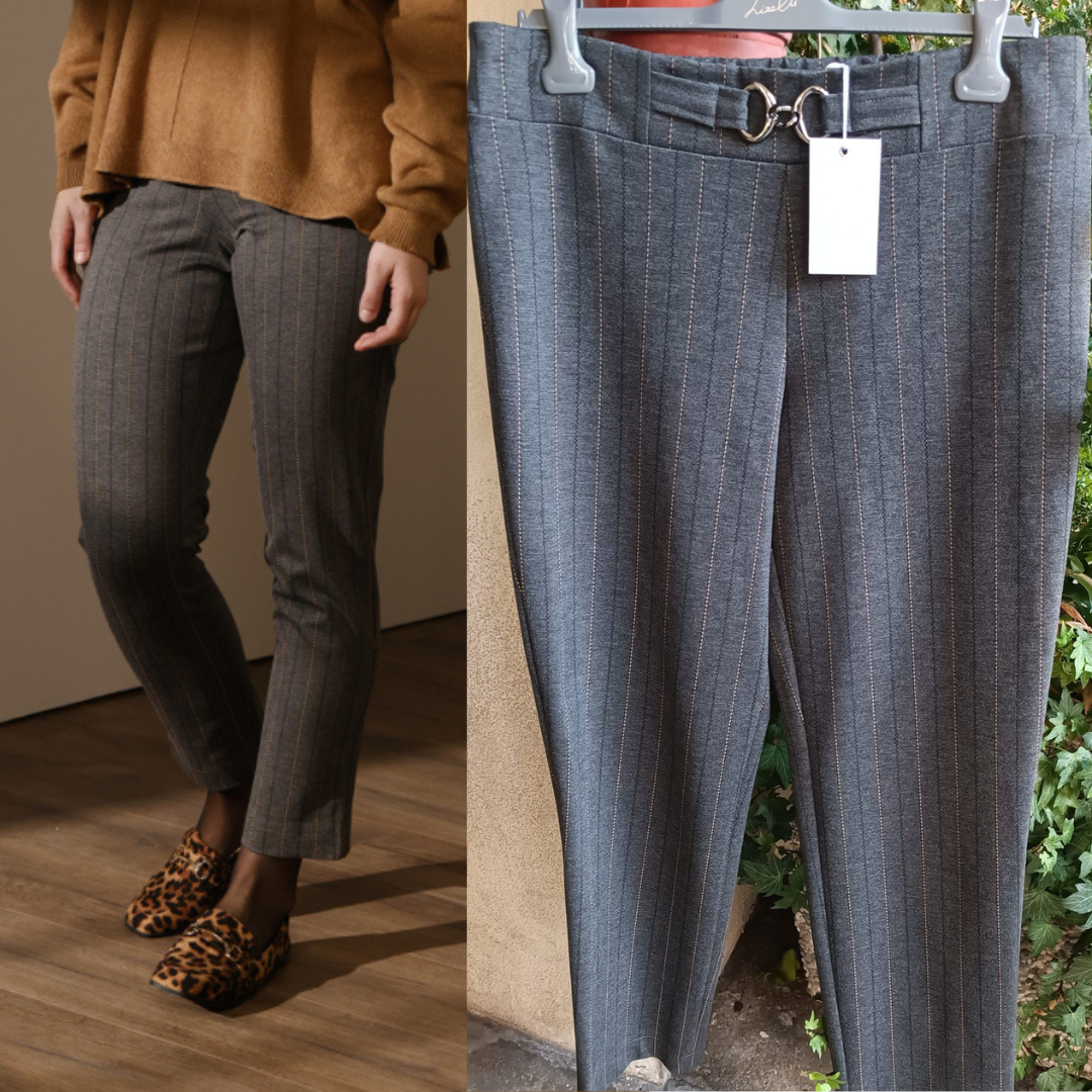 GIACCA MODULAR IN GRIGIO SCURO CON RIGA SOTTILE, TG 44-52 - immagine 4