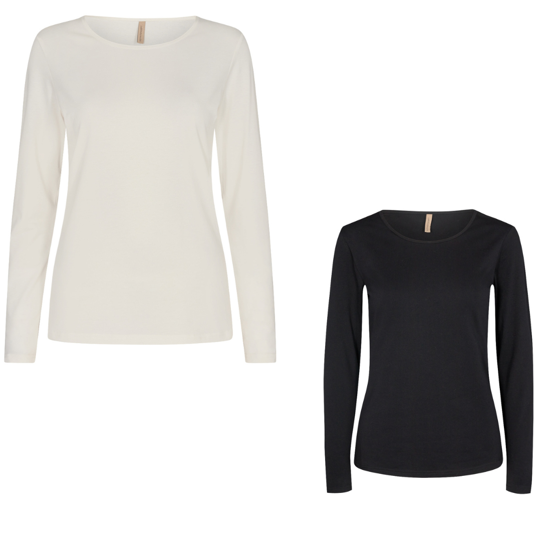 Maglietta base bianca in cotone organico panna e nero