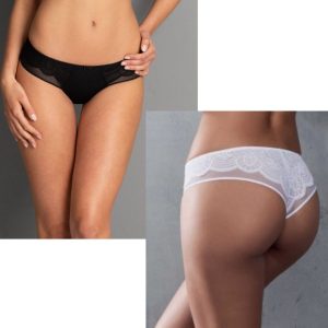 Brasiliana in morbido tessuto con pizzo con motivo floreale Rosa Faia