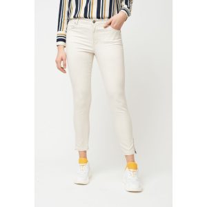 Pantalone jeans vaniglia elasticizzato con le tasche e cerniere sotto