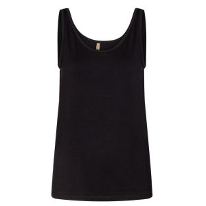 Canotta top nera tessuto eucalipto 100% naturale