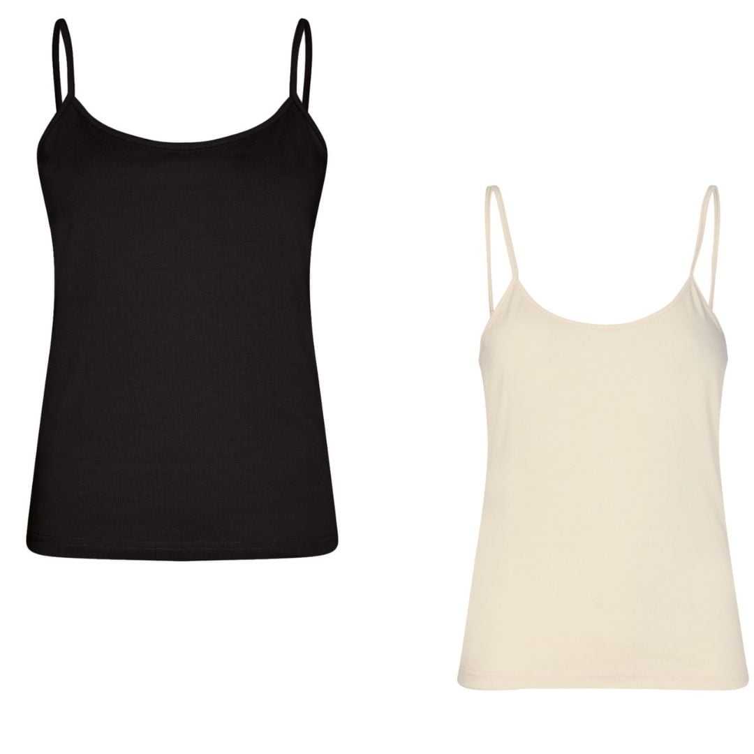 Top canotta cotone organico nero e burro - immagine 3