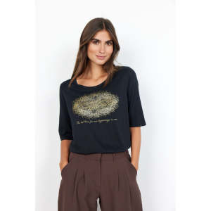 Maglia nera con stampa oro