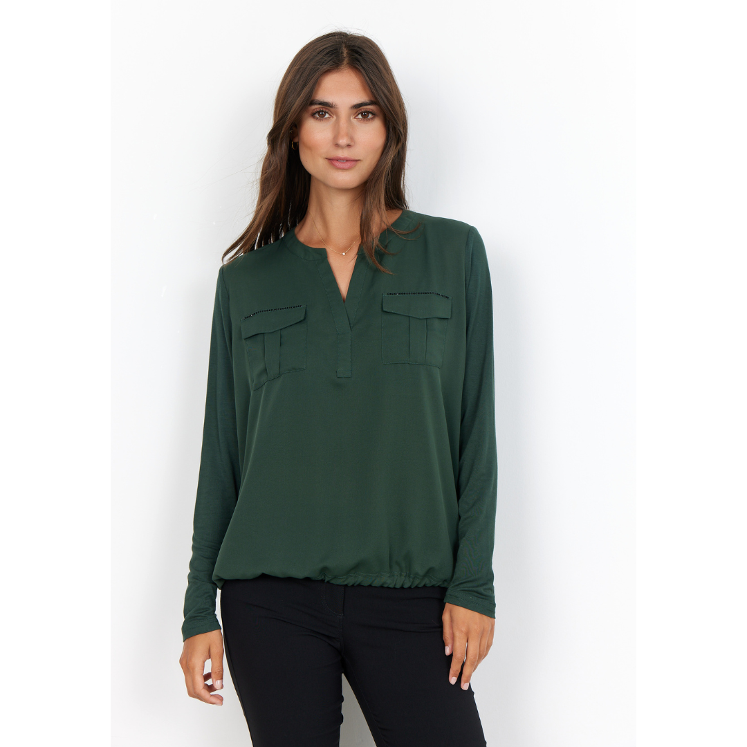 Verde brillante camicia con strass - immagine 3