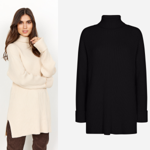 Maglione lungo nero caldo e morbido