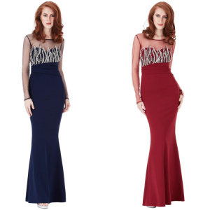 GODDIVA LONG SLEEVED EMBELLISHED MAXI DRESS dr 975