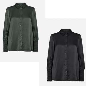 Camicia in seta/viscosa verde e nera