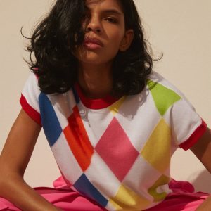 SEMICOUTURE Maglia rombi maniche corte