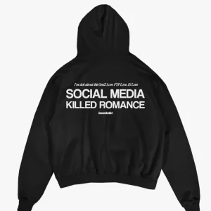Basedodici Hoodie "Social Media Killed Romance" Black/White