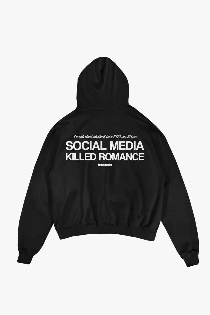 Basedodici Hoodie "Social Media Killed Romance" Black/White - immagine 2