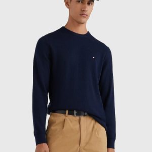 TOMMY HILFIGER PULLOVER TH MONOGRAM IN COTONE E CASHMERE