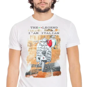 The Legend Vespa - T-Shirt Uomo 100% Cotone Fiammato