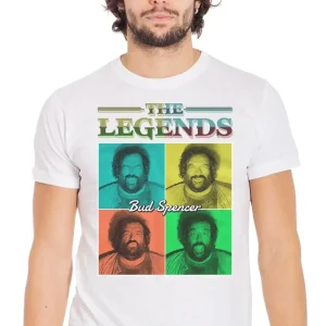 The Legends Quad Bud Spencer 18-70-9 T-Shirt Urban Men Uomo 100% Cotone Fiammato BS