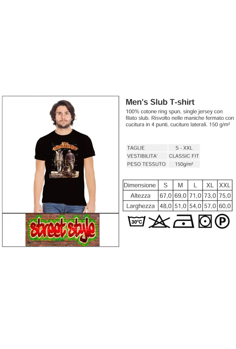 The Troublemakers Bud spencer e Terence hill 18-70-10-2 T-Shirt Urban Men Uomo 100% Cotone Fiammato BS - immagine 6