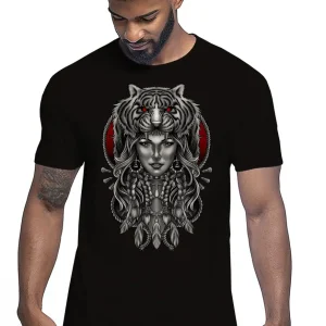 Tiger Hat Skull Motor Tattoo 9056 T-shirt Urban Men Uomo 100% Cotone Pettinato JK