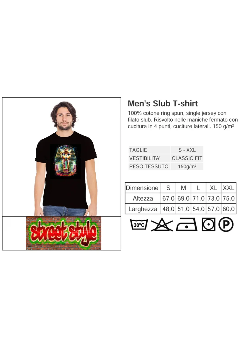 Tutankamen Artistico Color - T-shirt Uomo Urban Slub - immagine 4