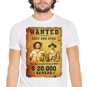 Wanted Bud Spencer 18-70-8 T-Shirt Urban Men Uomo 100% Cotone Fiammato BS