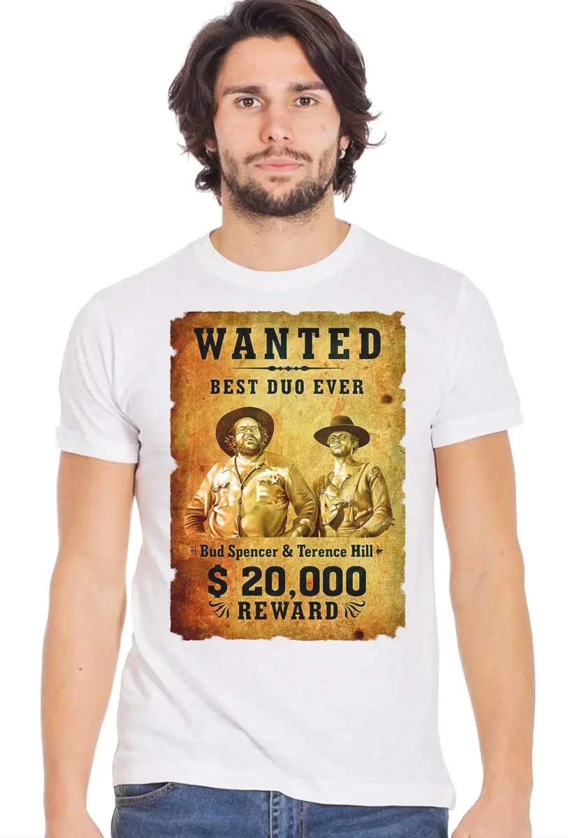 Wanted Bud Spencer 18-70-8 T-Shirt Urban Men Uomo 100% Cotone Fiammato BS