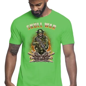 War Skull Tattoo 9053 T-shirt Urban Men Uomo 100% Cotone Pettinato JK