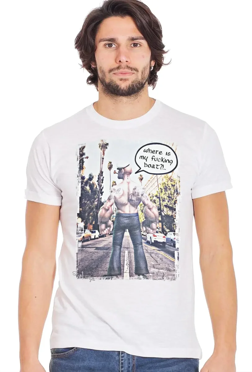 Where Is My Boat! T-shirt Uomo - Cotone Fiammato