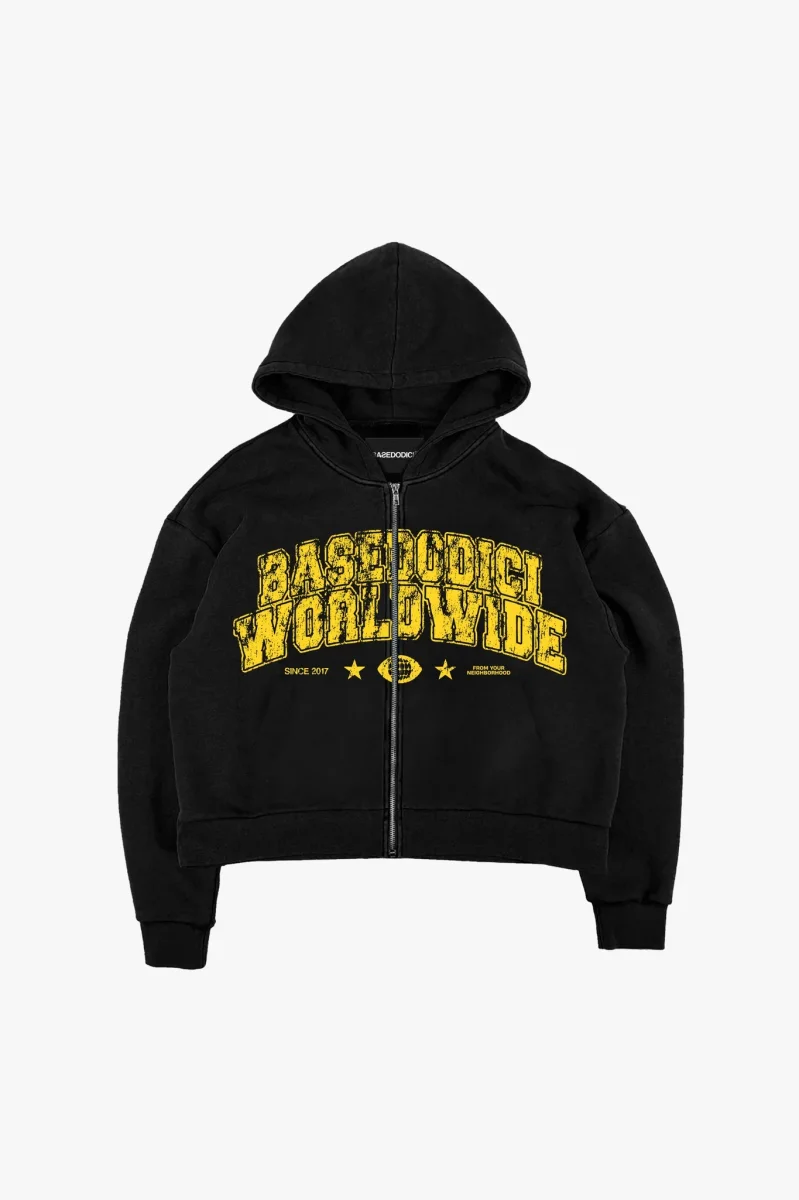 Basedodici "WORLD TOUR" Full Zip Hoodie Black