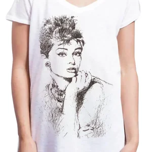 Audrey Hepburn Attrice Cinema Soggetto Silizzato 18-29 Urban Slub Lady Donna 100% Cotone Fiammato JK