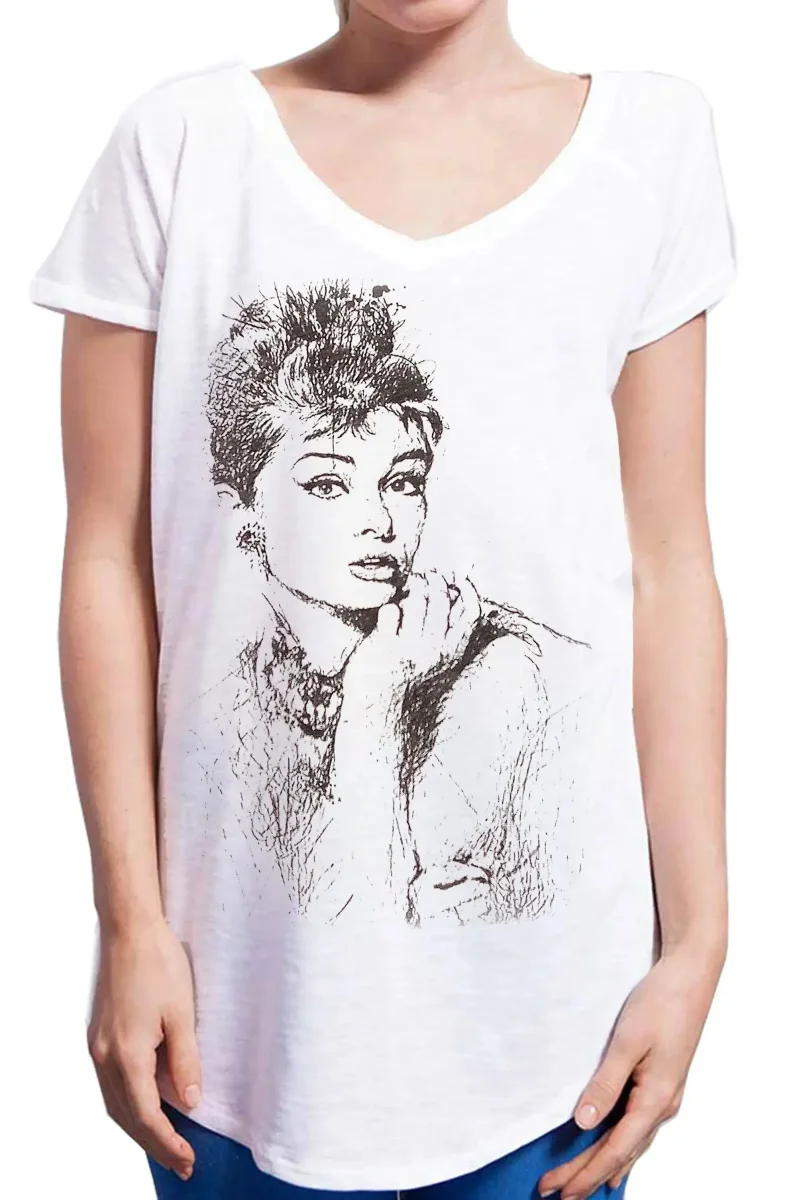 Audrey Hepburn Attrice Cinema Soggetto Silizzato 18-29 Urban Slub Lady Donna 100% Cotone Fiammato JK - immagine 2