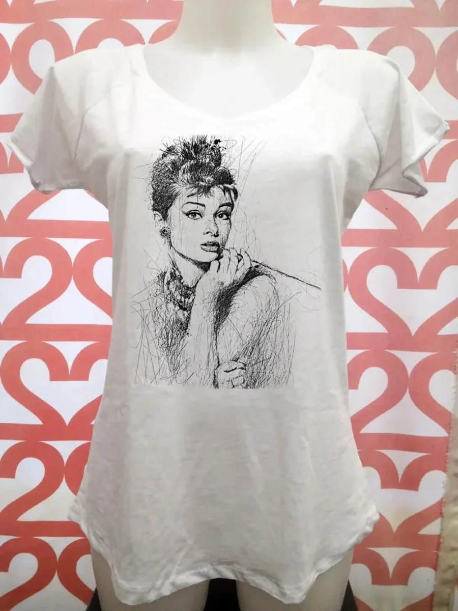 Audrey Hepburn Attrice Cinema Soggetto Silizzato 18-29 Urban Slub Lady Donna 100% Cotone Fiammato JK - immagine 4