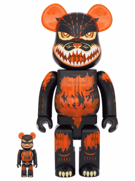 BEARBRICK 100% 400% GODZILLA MELTING CLEAR ORANGE