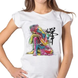 Buddha Art T-Shirt Donna Cotone Eco Fiammato | STREET STYLE