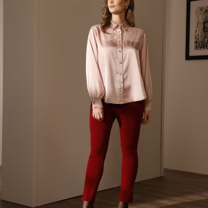 Pantalone Effetto Leggings Rosso Elasticizzato a Vita Alta – Taglie M-2XL