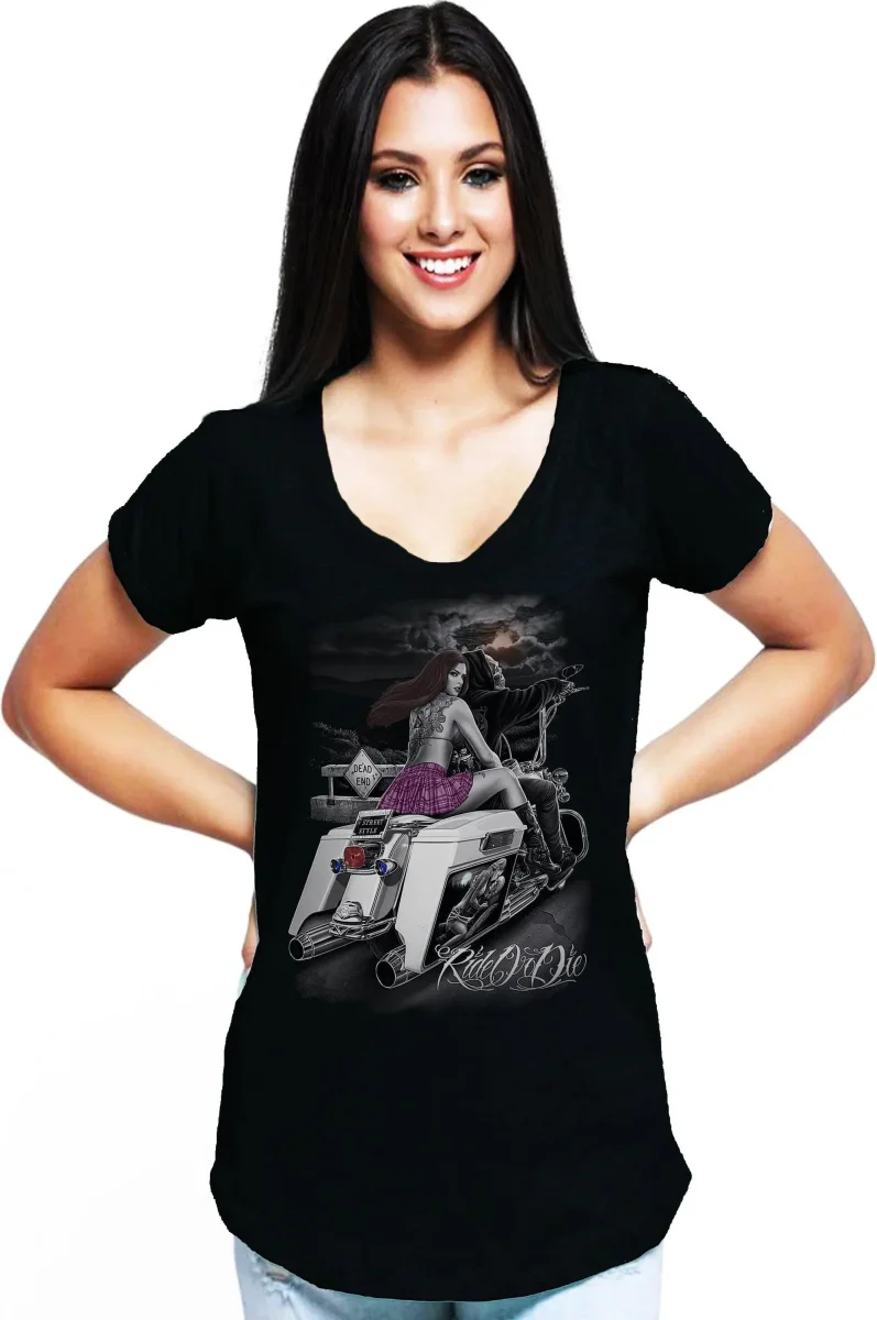 Dead End Moda tattoo Moto 9050-20 Urban Slub Lady Donna Cotone 100% Fiammato JK