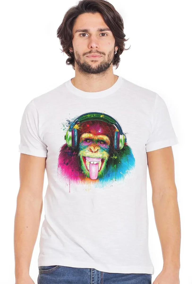 Dj Monkey Art - T-shirt Uomo 100% Cotone Eco