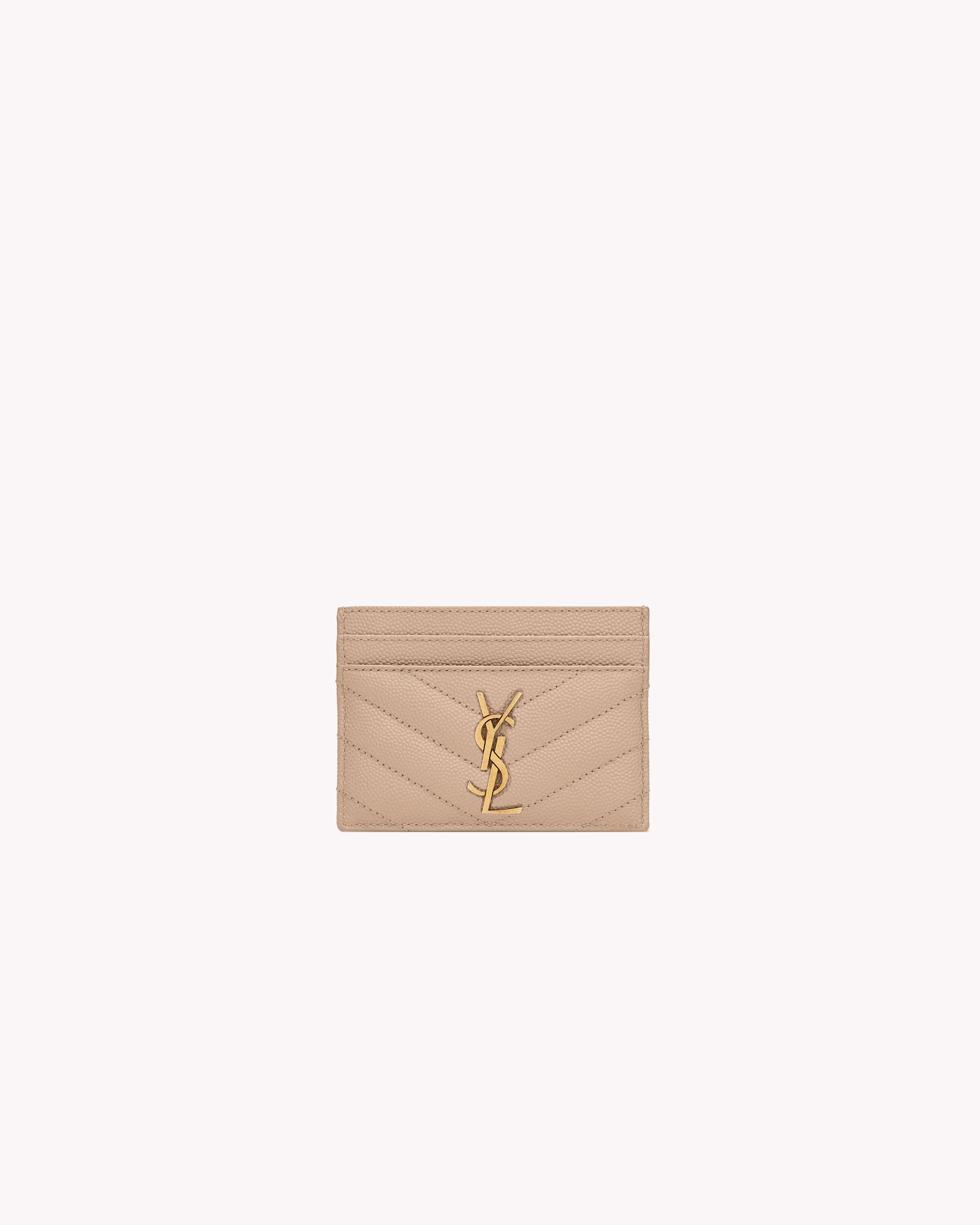 Saint Laurent Porta Carte CASSANDRE MATELASSÉ Pelle Groffata Beige